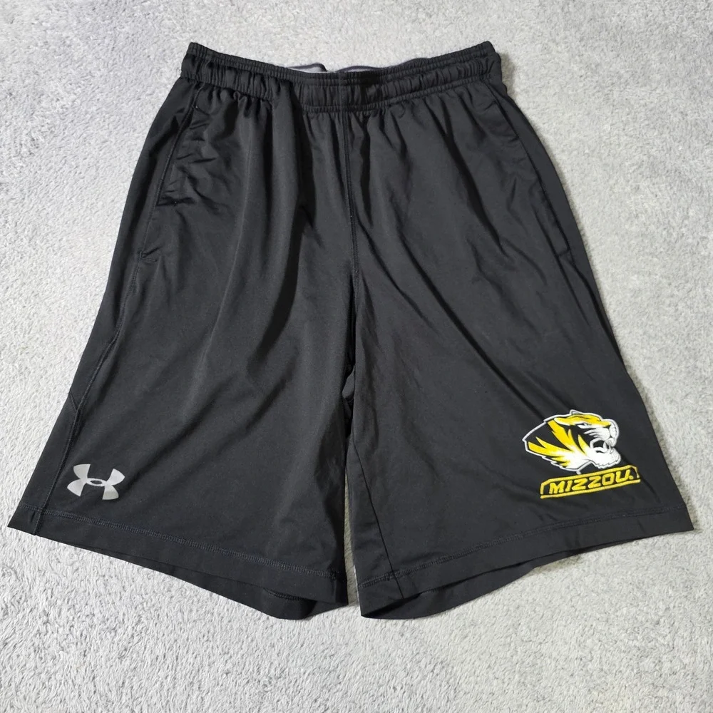 Under Armour Mens Small Athletic Shorts Black Mizzou Tigers NCAA Loose Fit